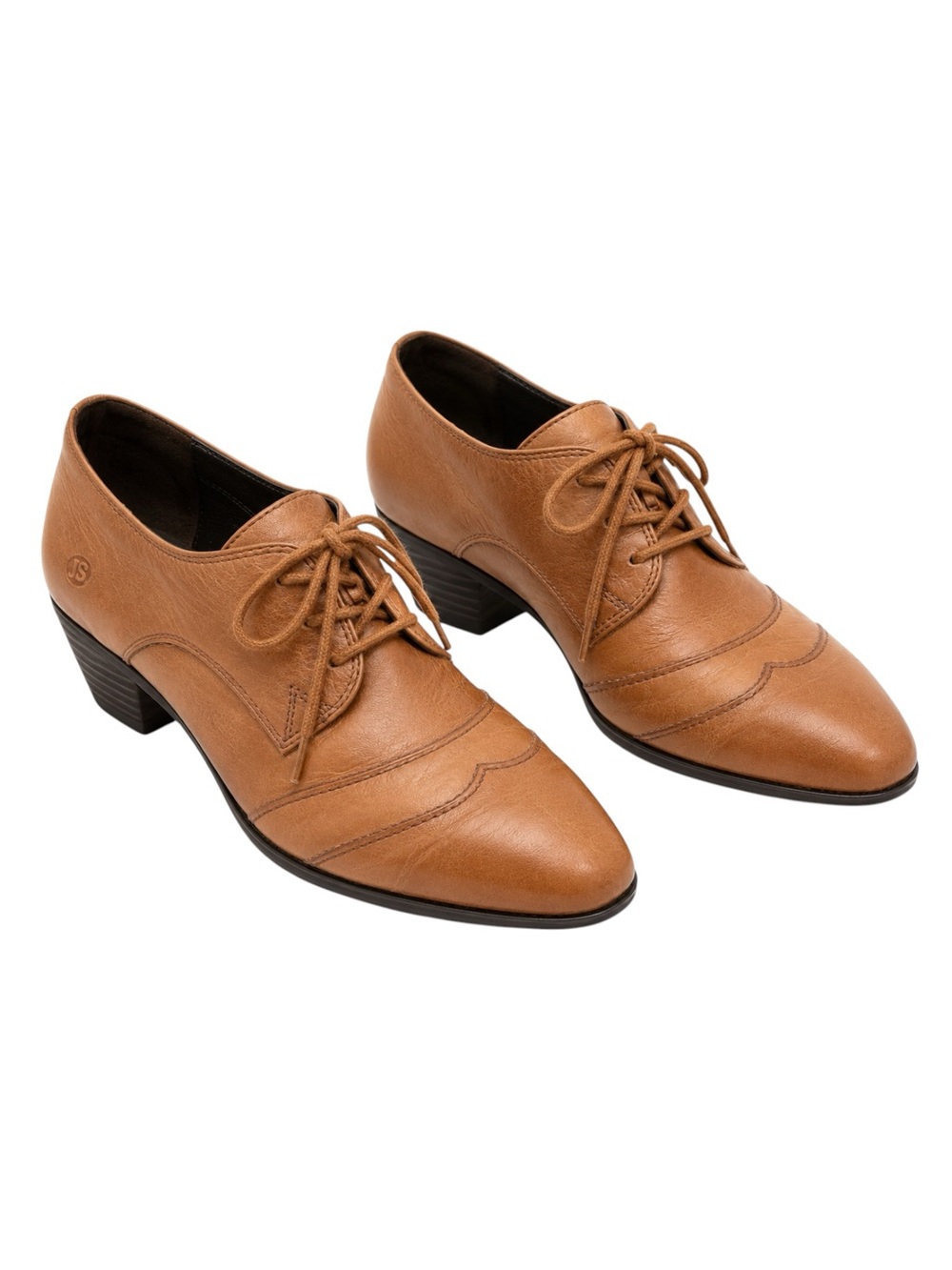Women’s Josef Seibel Cognac Leather Oxford Heels Lace Up Comfort Shoes US 6.5